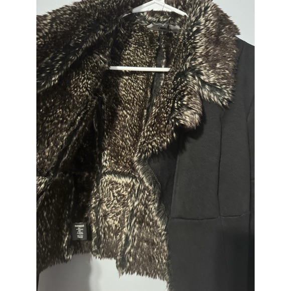 Express Black Fully Lined Faux/Collar Suede Size 2 Gothic Romantic Steampunk - Picture 3 of 7